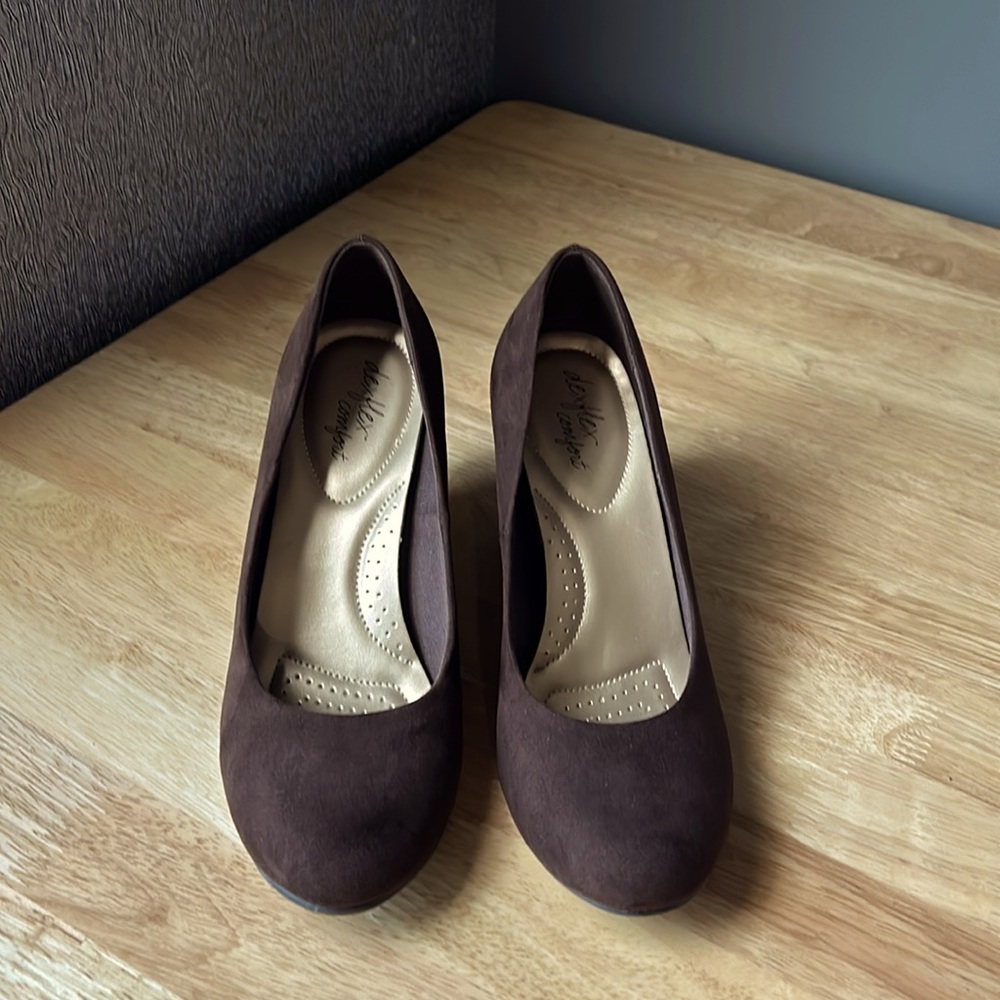 Brown Dexflex Comfort Suede Wedge Heel